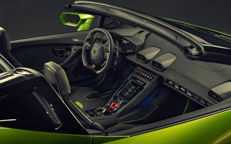 Interno di una Lamborghini Huracán Evo Spyder 2020